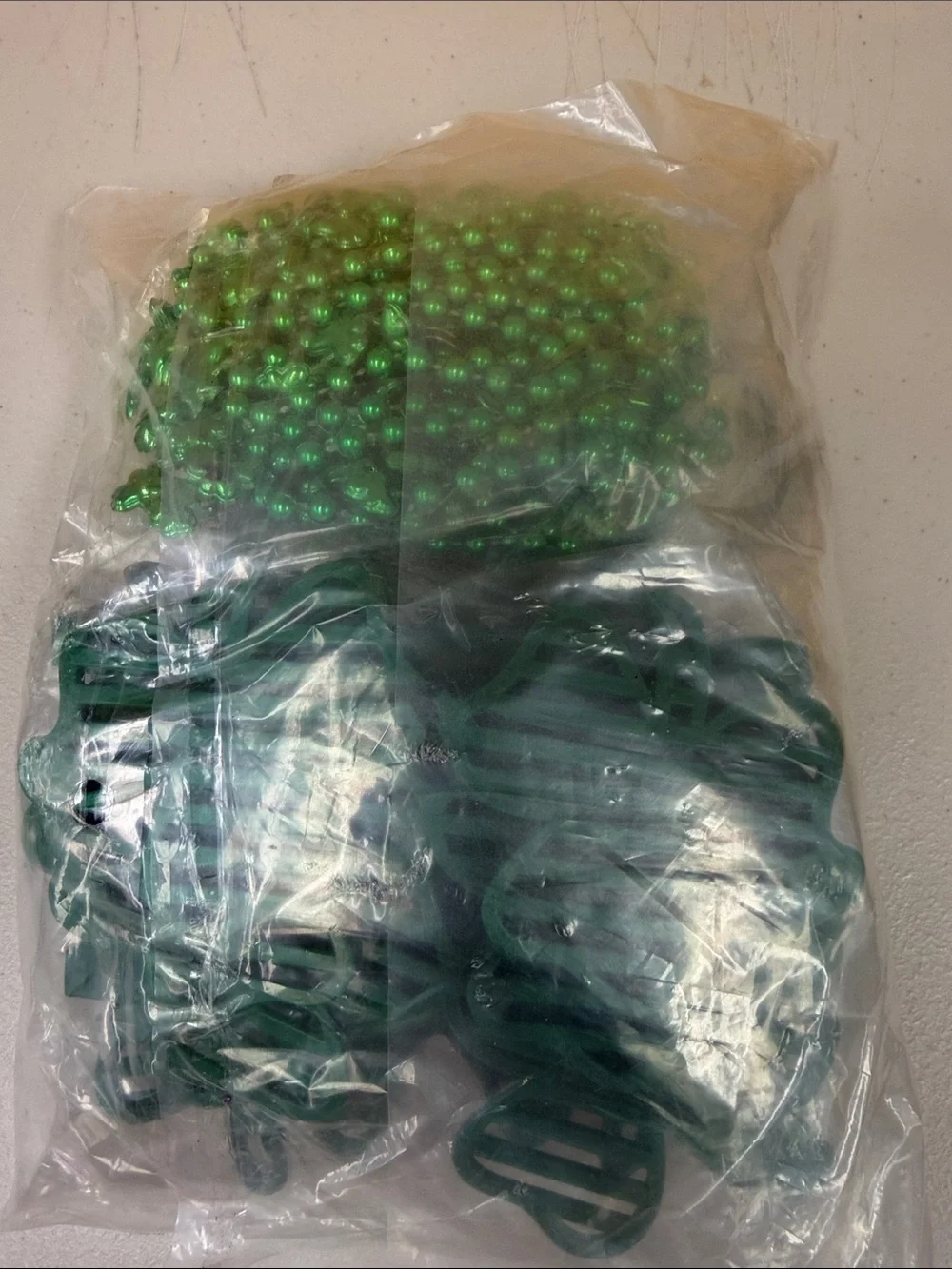 Green White St. Patrick's Day Shamrock Party Supplies glasses necklaces bracelet